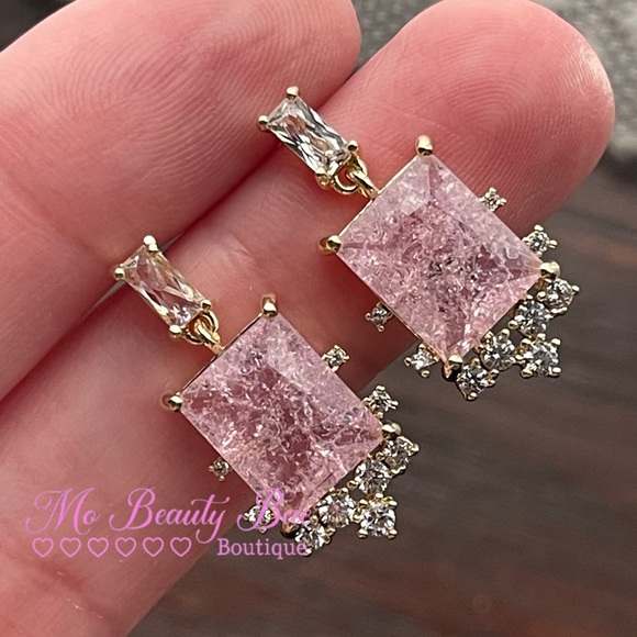 Shattered Light Pink Drop Earrings - Picture 1 of 6